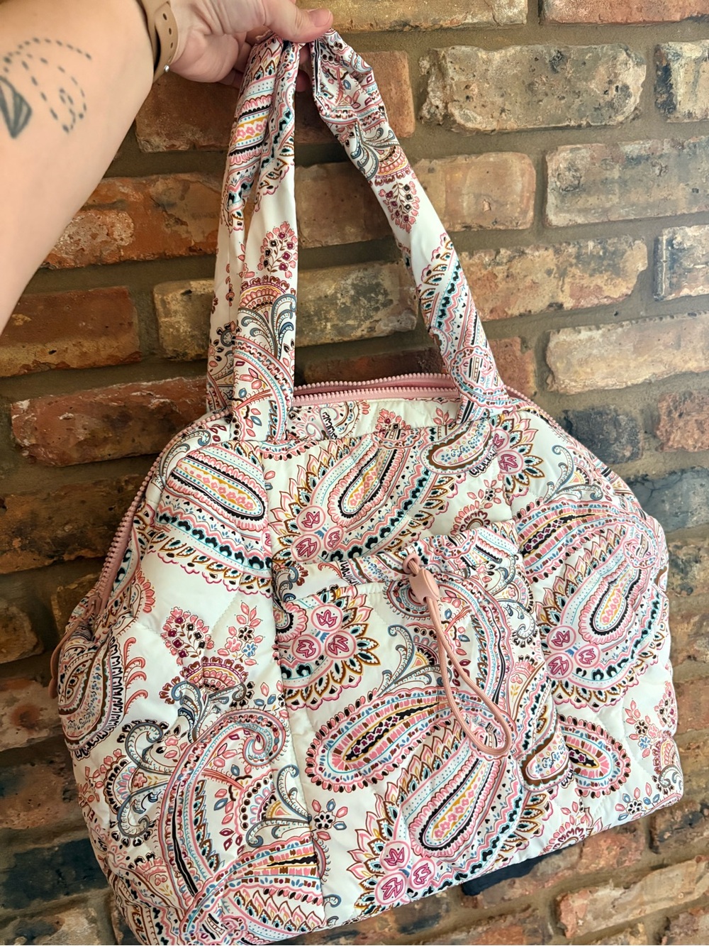 Vera Bradley Paisley Quilted Tote - Pink & Cream